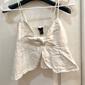 3/$20 Forever 21 Cropped Tie Front White Top Size M